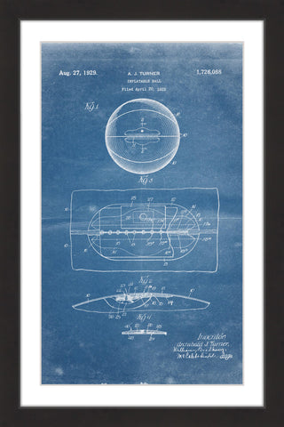 "Basketball 1925 Blueprint" Framed Painting Print