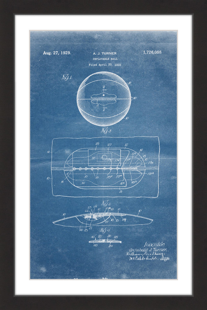 "Basketball 1925 Blueprint" Framed Painting Print