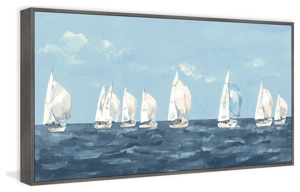 "Sailing Out" Floater Framed Painting Print on Canvas, 36x18