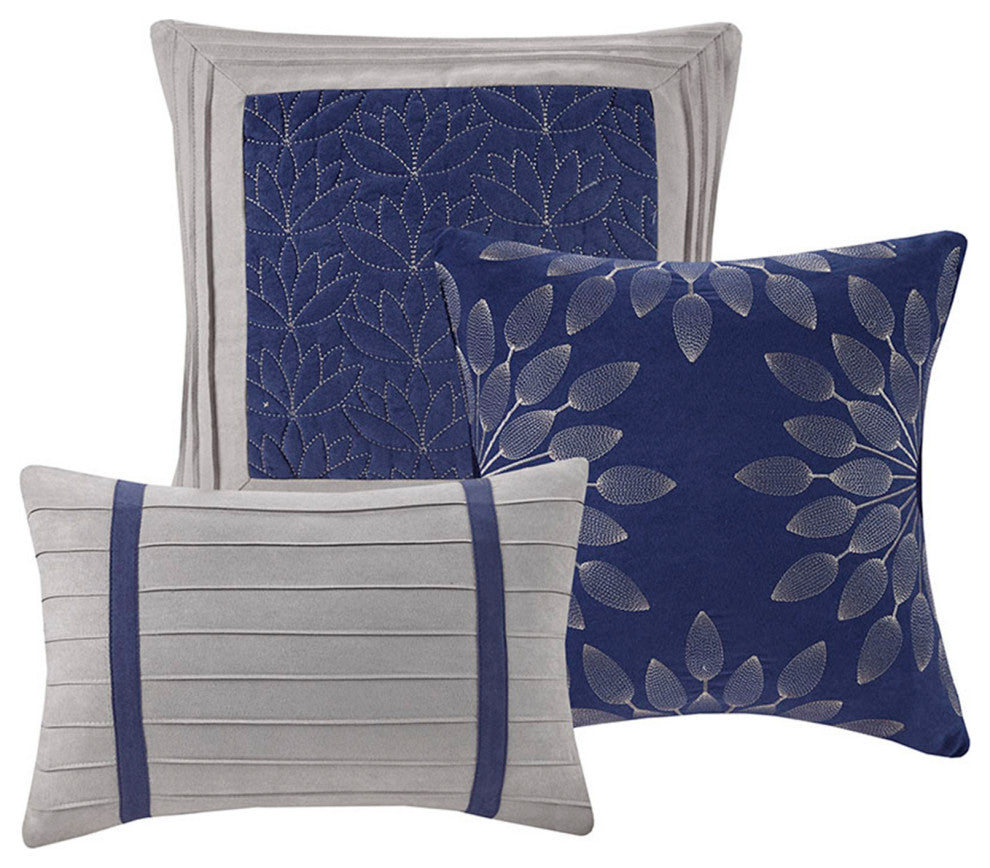 Madison Park Palmer Vera Microsuede 7-Piece Comforter Set, Blue