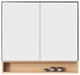 Bergen Modern Medicine Cabinet, Matte Black Frame, Whitewash Shelf, 36"