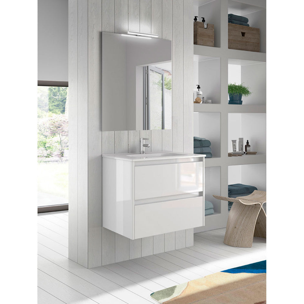 32" Wall-Mount 2 Drawers White Vanity Cabinet Sansa by Royo