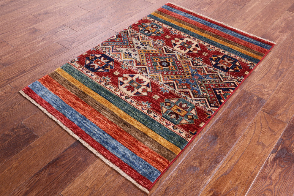 2' 7" X 3' 11" Super Kazak Khorjin Handmade Wool Rug Q11036