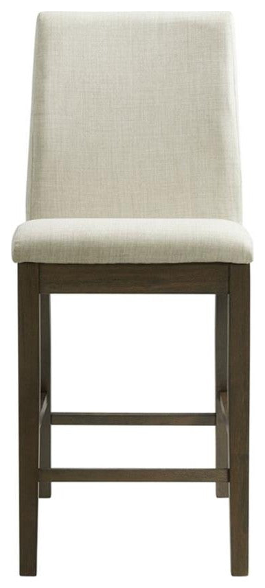 Maklaine Transitional Wood Counter Height Side Chair Set in Walnut