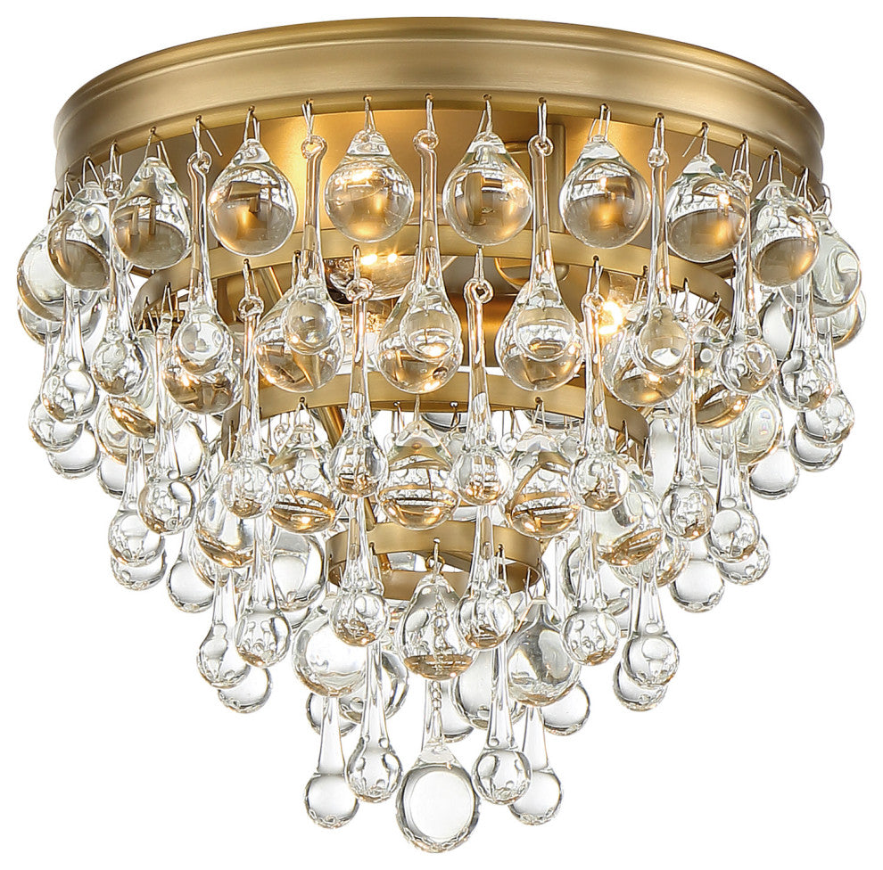 Crystorama Lighting Group 135 Calypso 3 Light 11"W Flush Mount - Vibrant Gold