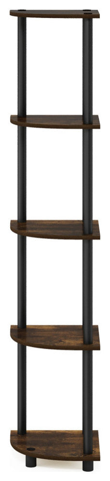 5 Tier Corner Display Rack Multipurpose Shelving Unit, Amber Pine/Black