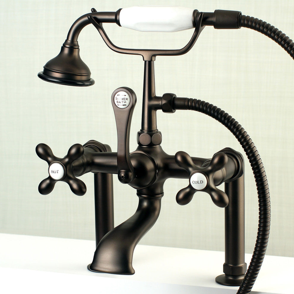 Aqua Vintage Deck Mount Clawfoot Tub Faucet, Oil Rubbed Bronze