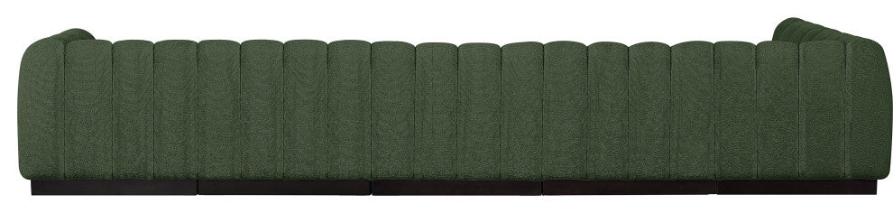 Quinn Chenille Upholstered 6-Piece L-Shaped Modular Sectional, Green