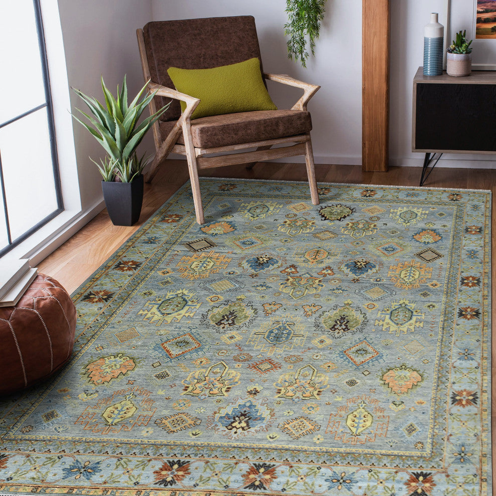 Milano Effy Area Rug, Gray, 9' x 12', Bordered