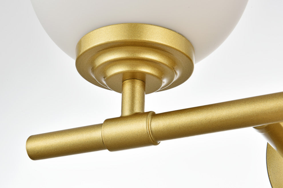 2 Light Brass And Frosted White Bath Sconce