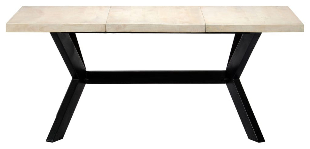vidaXL Dining Table White 70.9"x35.4"x29.5" Solid Mango Wood