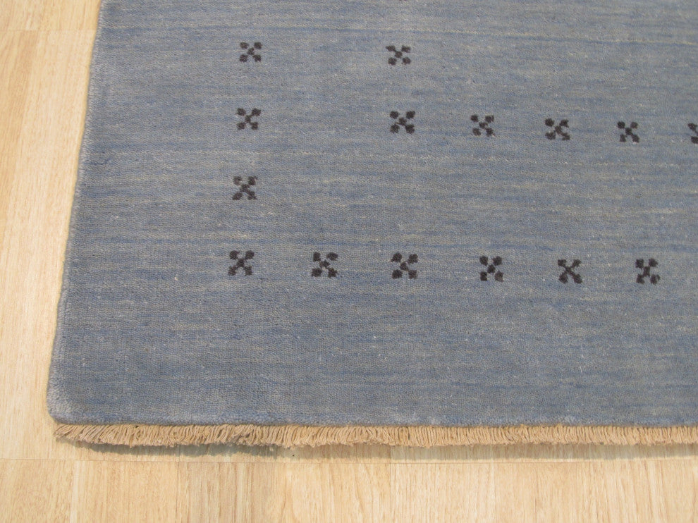 Handmade Wool Blue Transitional Solid Lori Baft Rug, 8' X 10'
