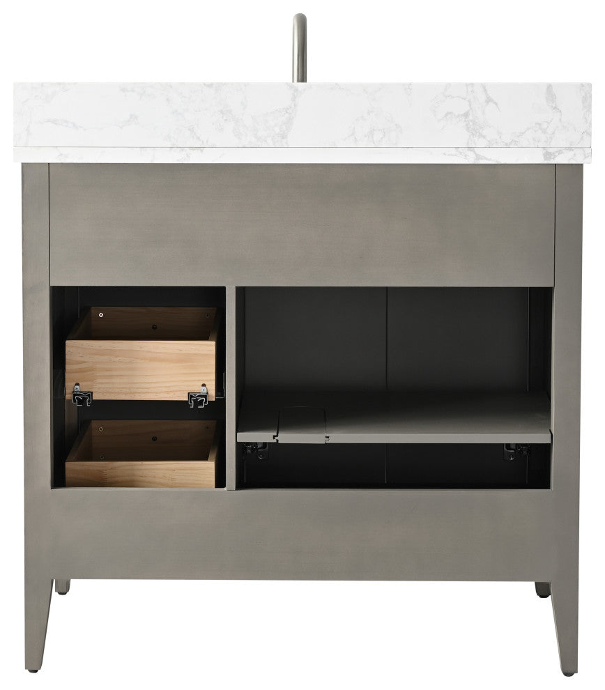 Vanity Art Freestanding Vanity, Driftwood Gray, 36", Single Sink, Brushed Nickel