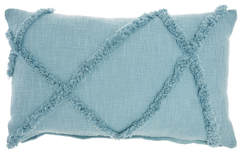 Mina Victory SH018 Throw Pillow, Aqua, 14" X 24"