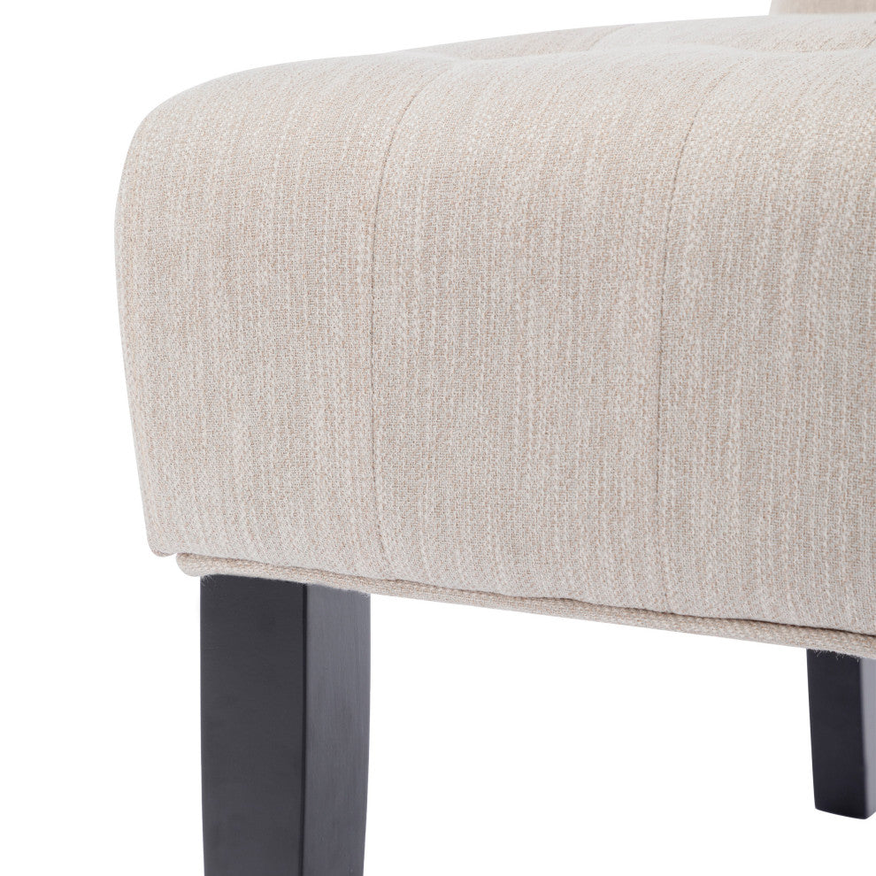 Mulligan Fabric Tufted Slipper Chairs, Set of 2, Beige + Matte Black