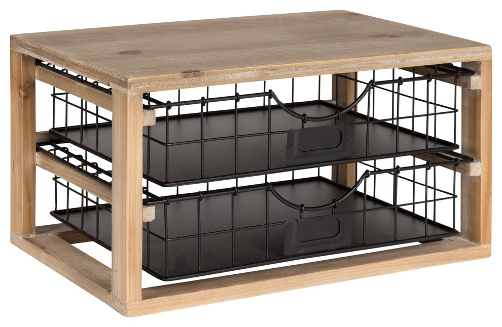 Kate and Laurel Tanner Wood and Metal Desktop Drawers Letter Tray