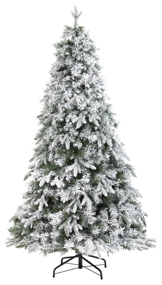 6' Flocked Vermont Mixed Pine Faux Christmas Tree With 300 Clear LED Lights