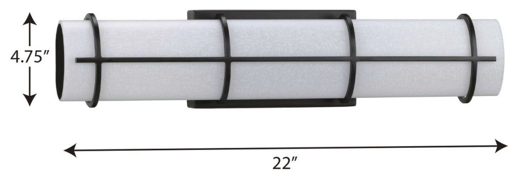 Grid LED 1-Light White Linen Glass LED Modern Wall Light, Black