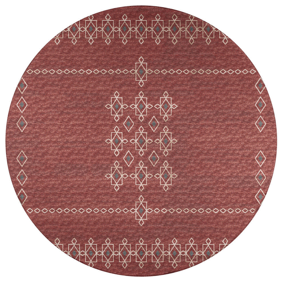 Indoor/Outdoor Sedona SN3 Paprika Machine Washable 6' x 6' Round Rug