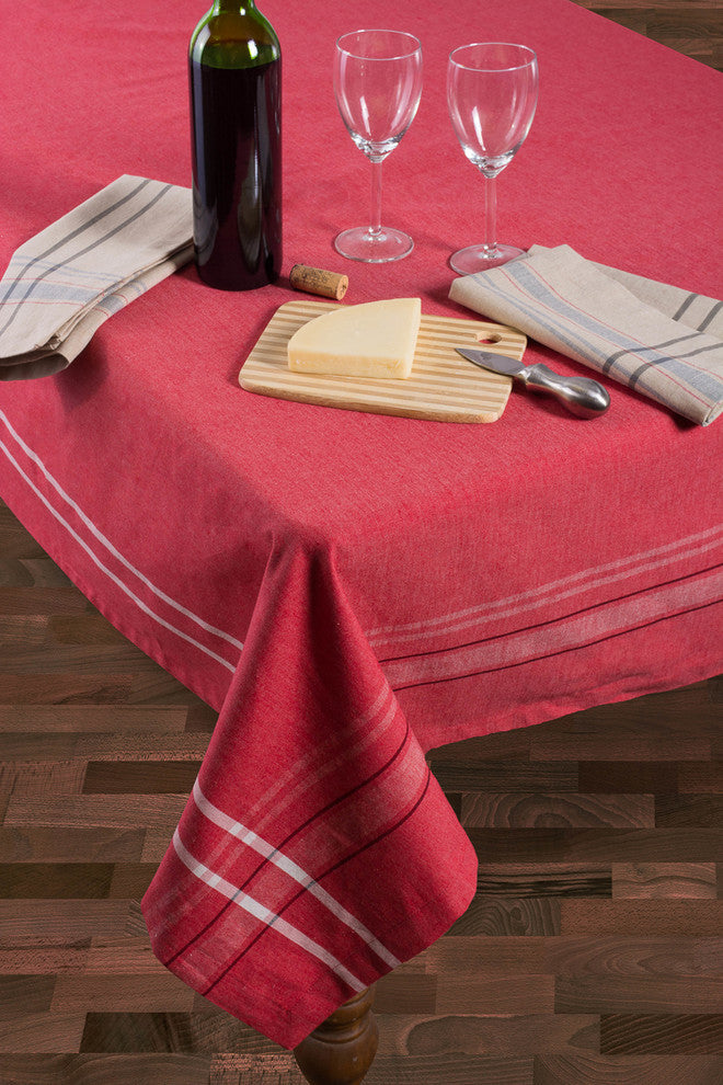DII Tango Red French Chambray Tablecloth 60"x104"