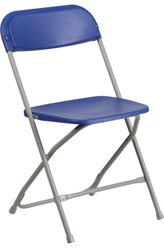 Hercules Series Plastic Folding Chair - 2 Pack 650LB Weight Capacity, Blue