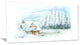 "Christmas Winter Happy Scene" Landscape Wall Art, 40"x20"