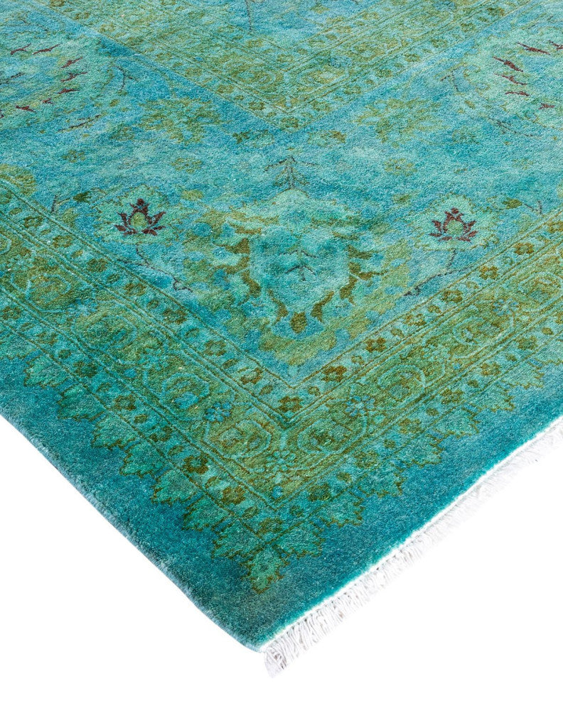 Overdyed, One-of-a-Kind Hand-Knotted Area Rug Green, 10'3"x20'4"
