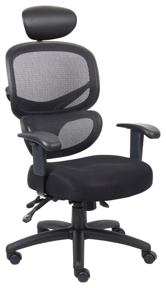 Modern Office Chair, Ergonomic Design With Adjustable Arms & Head Back, Black