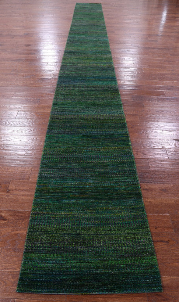 Runner Super Savannah Gabbeh Hand Knotted Wool and Silk Rug 2' 6" X 24' 0" Q8630