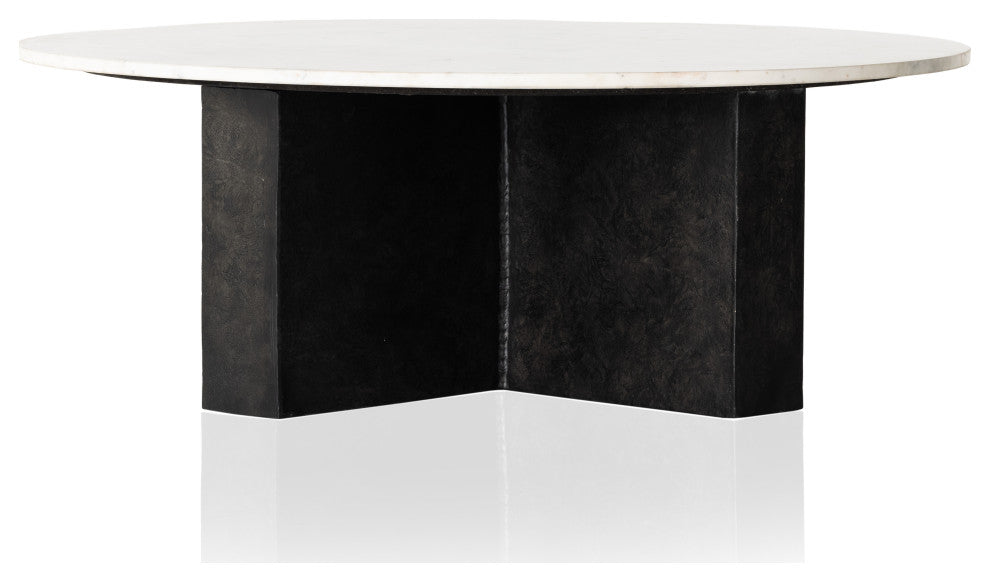 Terrell Round Coffee Table-Plsh White