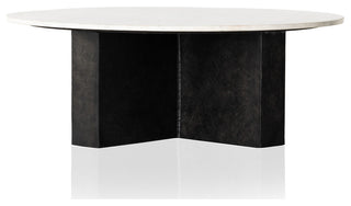 Terrell Round Coffee Table-Plsh White
