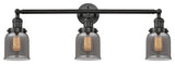 Small Bell 3-Light Bath Fixture, Smoked Glass, Matte Black