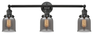 Small Bell 3-Light Bath Fixture, Smoked Glass, Matte Black