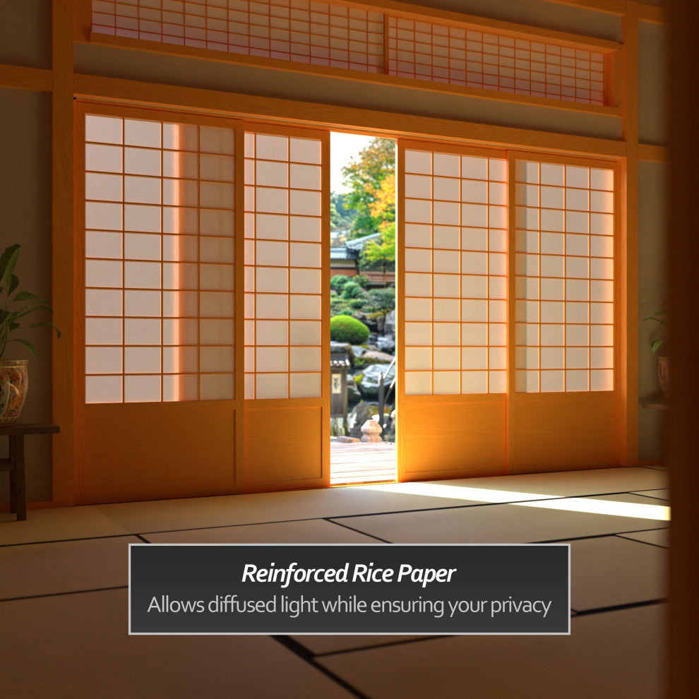 7' Tall Zen Shoji Sliding Door Kit, Double, Sided, Honey