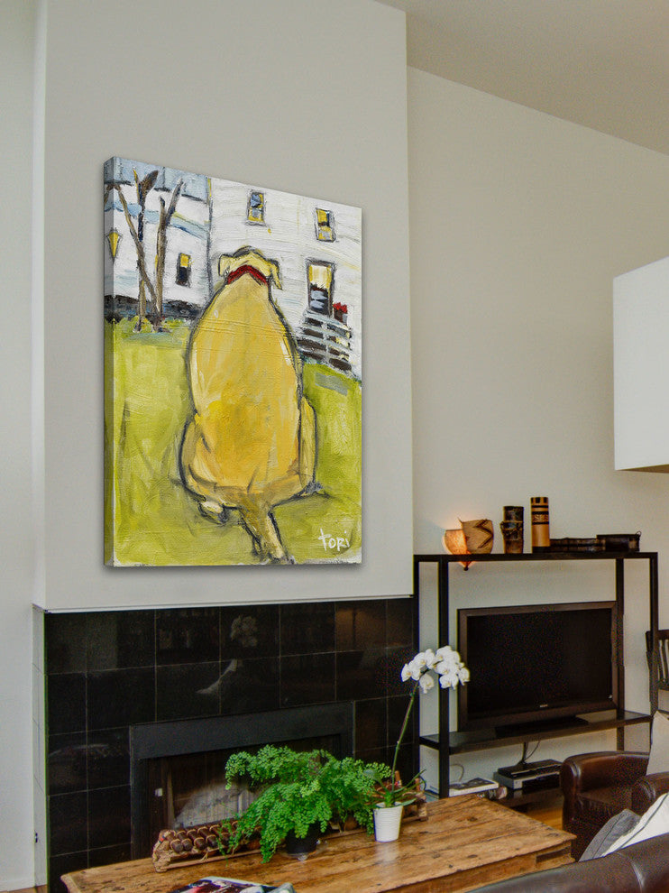 "Fat Dog" Painting Print on Canvas by Tori Campisi, 24"x36"