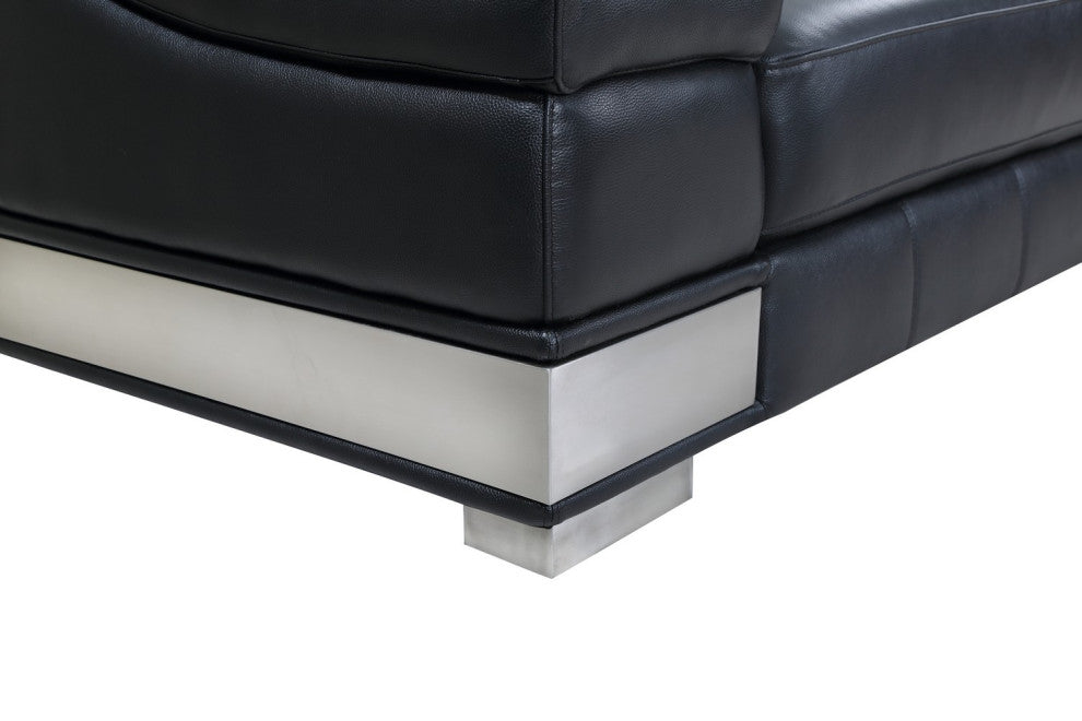 Milan Contemporary Genuine Italian Leather Sofa Black