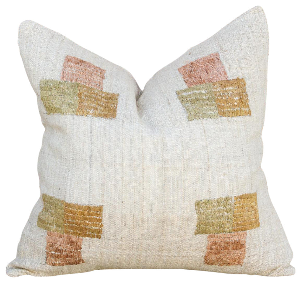 Akham Natural Embroidered Organic Silk Pillow