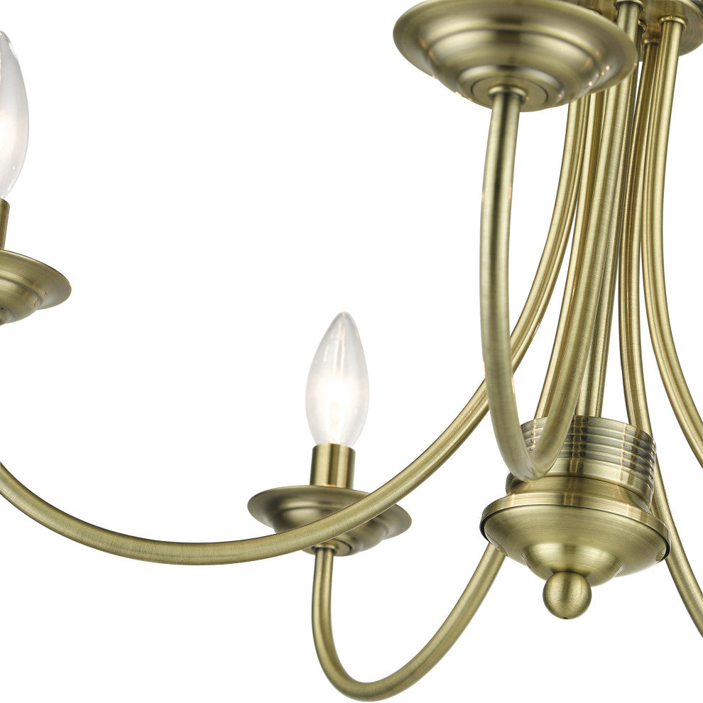 Livex Lighting Estate 5-Light Antique Brass Large Semi-Flush
