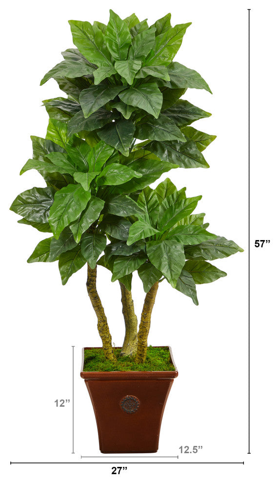 57" Bird Nest Artificial Tree, Brown Planter UV Resistant, Indoor/Outdoor