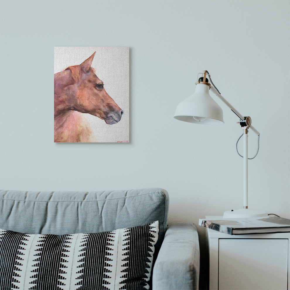 Horse Head Animal Watercolor Painting, 16"x20"