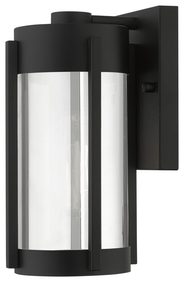 Livex Sheridan 1 Light Black/Brushed Nickel Candles Small Outdoor Wall Lantern