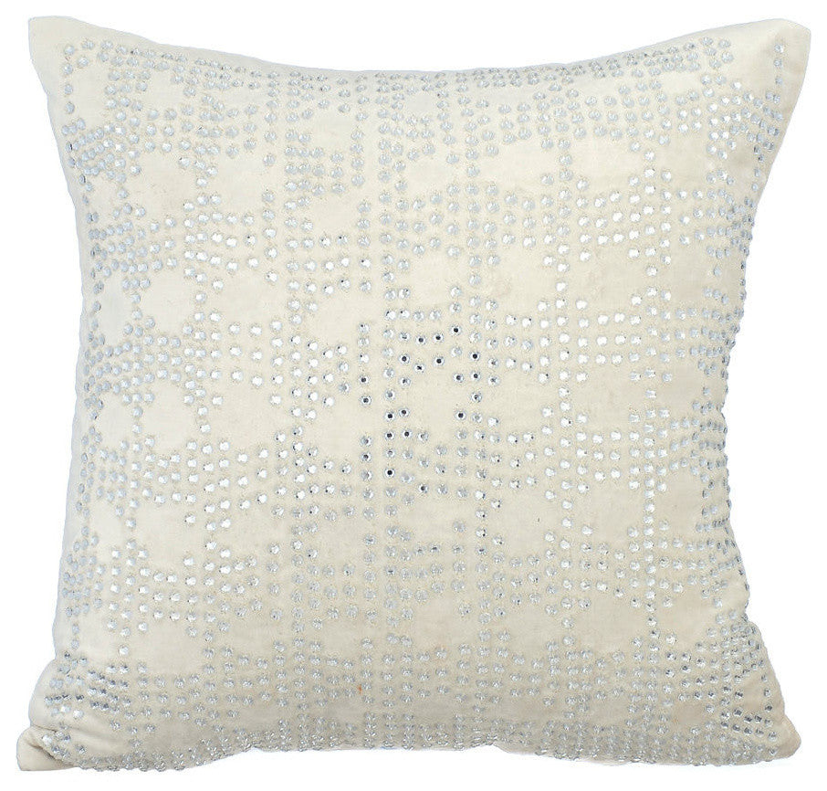 White Decorative Pillow Covers 14"x14" Velvet, Sharing My Charm