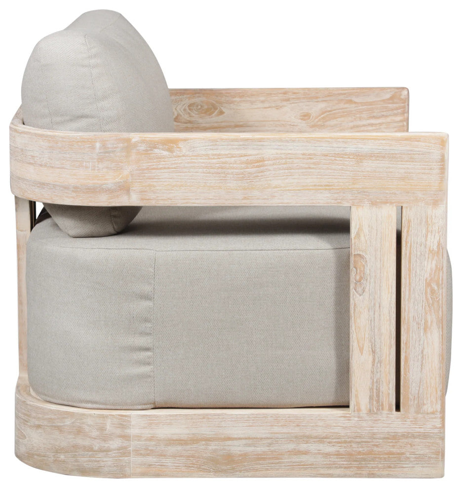 Paradiso Outdoor Teak Natural Look Swivel Chair - Gray Fabric