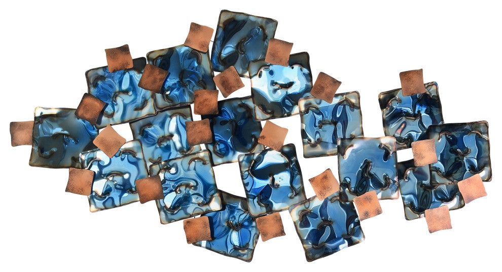 Hand Painted Etched Metal Wall Sculpture, Multi Color, Mesh