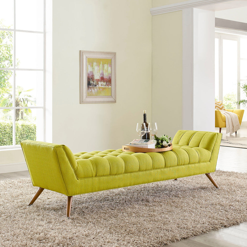 Modern Contemporary Fabric Bench , Green, Fabric