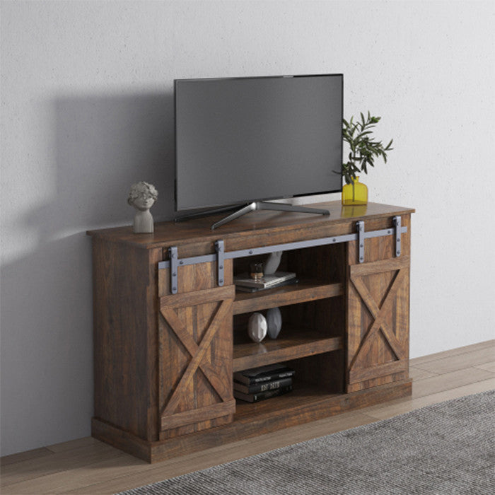 Farmhouse Espresso TV stand 65 inch flat media console table storage wood cabine