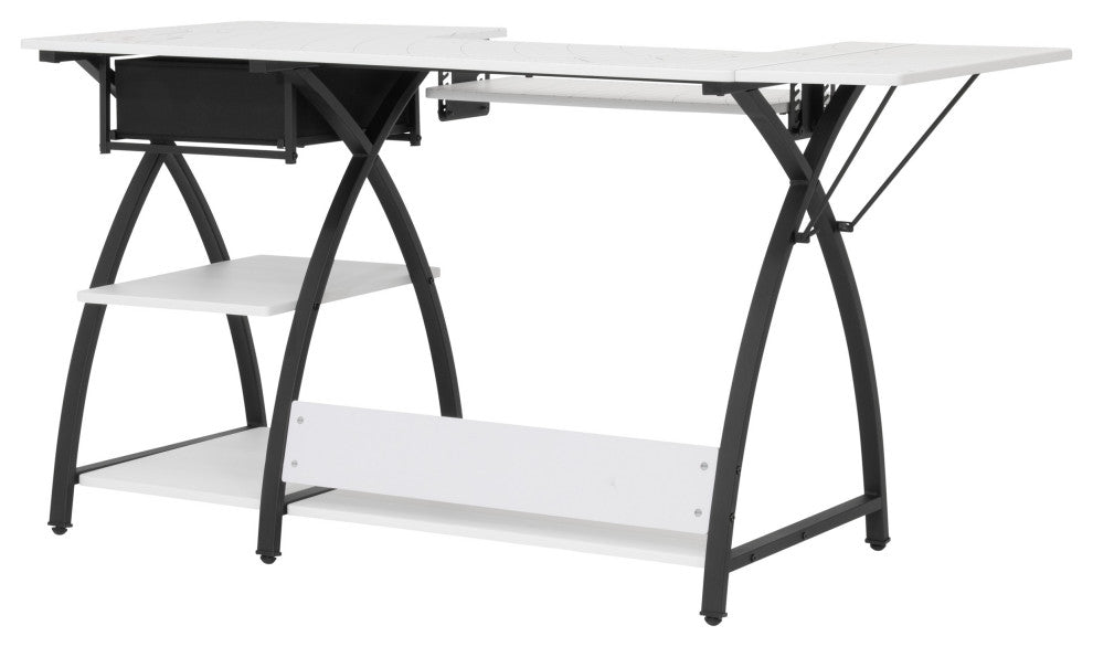 Comet Hobby Desk With Grids, Fold-Down Top, With Height Adjustable Platform