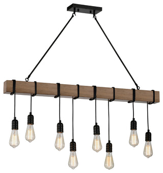 Sheila 8-light Natural Wooden Beam Linear Chandelier