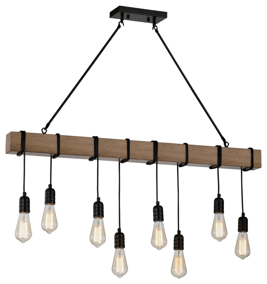 Sheila 8-light Natural Wooden Beam Linear Chandelier