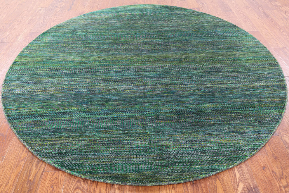 8' Round Hand Knotted Super Savannah Gabbeh Wool and Silk Rug Q6060